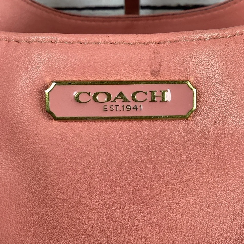 COACH‎ 22485 VINTAGE ASHLEY TOSSED LASER CUT LEATHER SHOULDER BAG PINK CORAL HOB - Picture 16 of 16